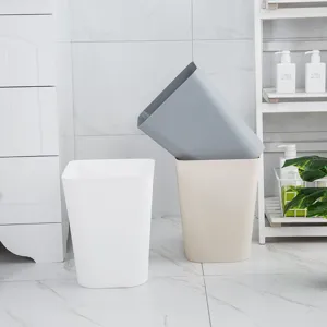 Poubelle carrée en plastique simple pour la maison et le bureau, corbeille épurée.