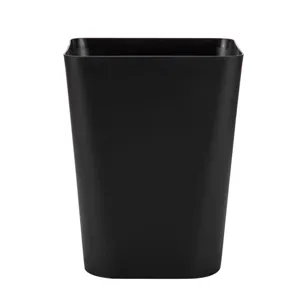 Corbeille à papier carrée ouverte en plastique noir pour la maison et le bureau moderne.