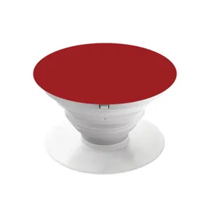 Solid color expandable phone grip, red top white stand desktop mobile phone holder.