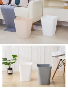 Papelera de plástico simple para oficina y baño, cubo de basura moderno y abierto.