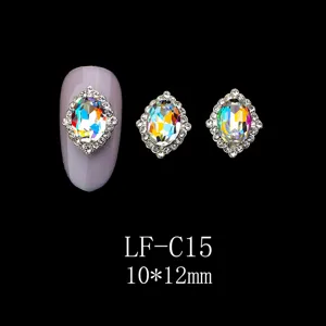 Luxury 3D alloy crystal nail art rhinestones colorful diamond charms for manicure decor