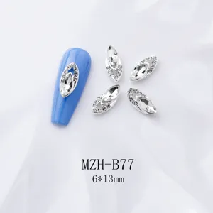 Japanische Nagelkunst Strasssteine Legierung weiße ovale Kristall DIY Maniküre Set.