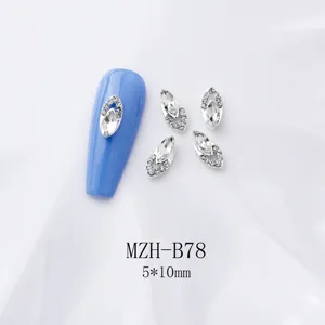 Japanischer Legierungs Nagel Strass 5x10mm transparentes weisses Kristall DIY Nagel Dekor
