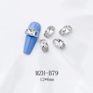 Japanischer Stil Legierung transparenter weisser quadratischer Nagel Strass Zubehoer
