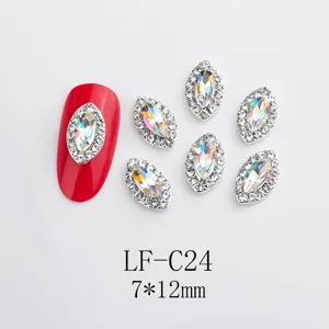 Japanese style alloy marquise AB rhinestone nail art charms crystal glitter manicure decorations