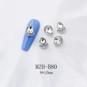 Japanische Legierung transparenter weißer tropfenförmiger Nagel-Strass 8x10mm DIY