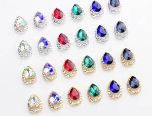 Gorgeous teardrop nail rhinestones flatback crystal gems for 3D nail art decoration designs.