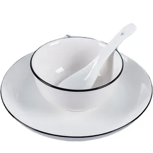 Japanese ceramic tableware set white bowl plate spoon Nordic style kitchen dining food dish