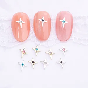 Décorations pour l'Art des Ongles en Alliage 3D Étoile à Quatre Branches Breloques en Strass Dos Plat Paillettes Accessoires pour Faux Ongles Ornement DIY