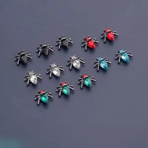 Spinnen Nageldesign Strasssteine Legierung Gothic Stil Schmuck Details für Halloween DIY Manikuere