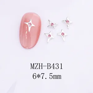 Breloques d'ongles strass étoile argentée 3D alliage brillant accessoires manucure pour ongles