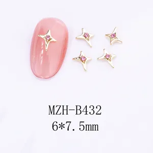 Charms d'ongles etoile dore alliage strass scintillant 3D geometrique decoration manucure 6x7.5mm