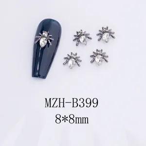 Retro dunkle Gothic Spinne Nagelkunst Anhänger Legierung Strass 8x8mm Maniküre Zubehör