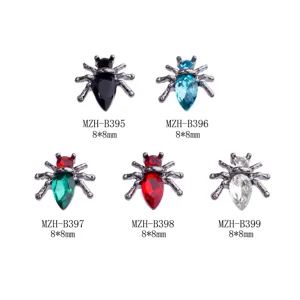 Retro dunkle Spinne Nagelanhänger Legierung Strass glitzernd Halloween Maniküre 8x8mm