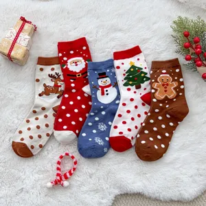 Dames Kerst Crew Sokken Leuke Cartoon Katoen Winter Thermische Sokken Festief Cadeau Sokken Voor Dames