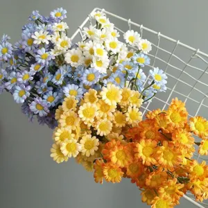 Artificial daisy flowers bouquet, colorful multi-head small chamomile for home decor wedding.