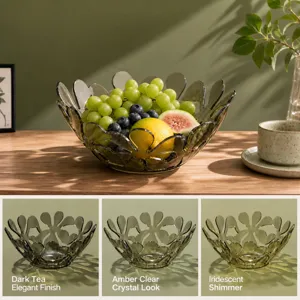 Creative Petal Transparent Fruit Plate Plastic Living Room Snack Storage Tray Light Luxury Home Decorative Fruit Basket