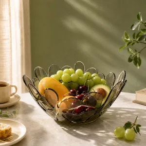 Creative transparent petal fruit bowl, modern luxury living room fruit storage tray and home decor.