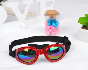 Klappbare rote Haustier Sonnenbrille fuer Hunde Katzen winddicht Augenschutz Zubehoer.