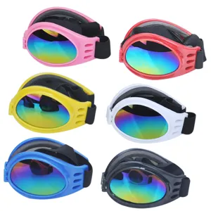Faltbare Haustier Sonnenbrille winddichte Hunde Brille bunte reflektierende Gläser Set Pack