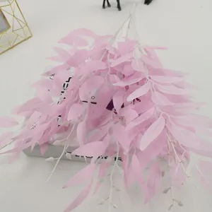 Pink artificial willow leaves vine for wedding party decoration and home floral arrangement silk