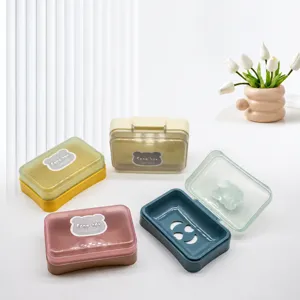 Portasapone trasparente con coperchio scolapiatti scatola per saponetta bagno casa pratico
