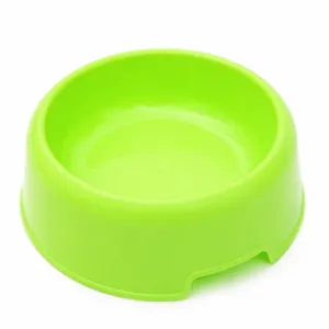 Bright green plastic pet dog bowl anti-skid feeding bowl for cats and puppies daily use.