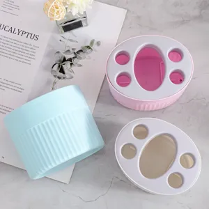 Plastic Toothbrush Holder Desktop Storage Rack Bathroom Toothpaste Organizer Multi-Grid Stand Pastoral Style Home Daily Use