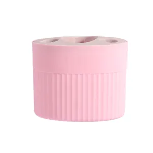 Pink toothbrush holder bathroom desktop storage organizer multi-hole plastic container stand
