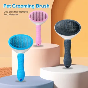 Brosse lissante auto-nettoyante pour animaux de compagnie peigne à épingles en acier inoxydable pour chats et chiens outil de toilettage
