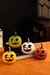 Halloween pumpkin resin ornaments set of four colorful spooky desktop harvest festival decor