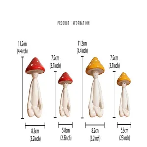 Detailed dimension diagram of meditation mushroom figurine showing height and width specs.