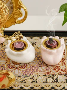 Bruciatore di incenso in ceramica araba design mano di loto decorazione tavola diffusore.