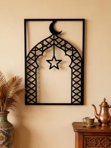 Arabic iron art metal wall decor middle eastern creative arch moon star hanging ornament