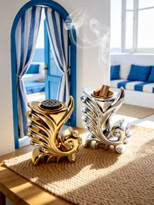 Bruciatore di incenso in ceramica oro argento europeo decorazione per la casa stile oceano