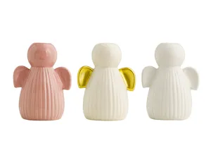 Ceramic angel vase detail showing vertical stripes, decorative ornament for home desktop setup.