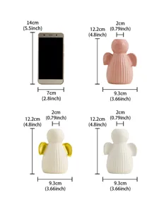 Modern ceramic angel candle holder and vase set with detailed dimension measurements for home decor.