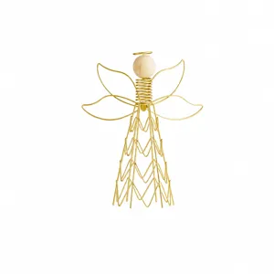 Iron wood angel table ornament modern line art home decor craft with size dimensions
