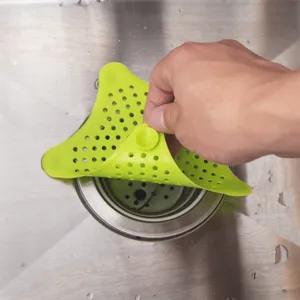 Groene siliconen ster gootsteen strainer afvoerhoes voor keuken badkamer anti-verstopping filter