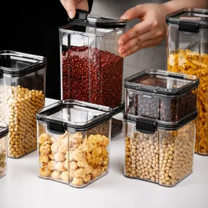 Thickened Sealed Can Square Transparent Storage Tank Grain Food Snack Organizer Kitchen Food Storage Container