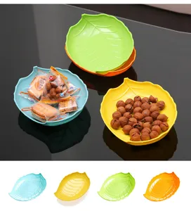 Creative leaf shaped plastic fruit plate candy color snack dish dry fruit storage tray