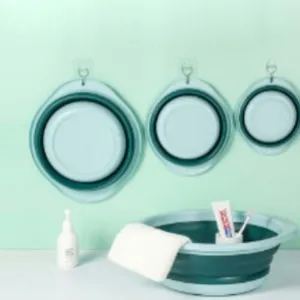 Portable collapsible washing basin set, foldable storage bucket for home and outdoor travel