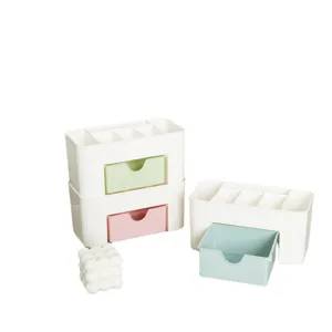 Plastic desktop organizer drawer cosmetic storage box multi-layer makeup brush holder
