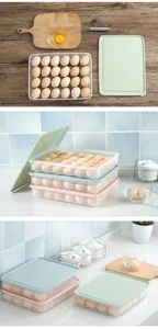 Plastic egg storage box with lid stackable refrigerator egg holder container 24 grids kitchen organizer