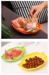 Creative leaf shaped plastic fruit plate candy dish snack tray for home living room storage.