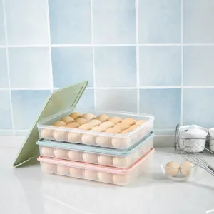 Lidded Egg Storage Box Refrigerator Plastic Egg Holder Container Multi-Layer Stackable Fresh Keeping Organizer For Kitchen