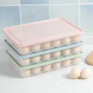 Plastic lidded egg storage box for refrigerator 24 grids multi layer egg holder tray container