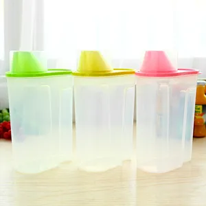Plastic food storage container with lid clear grain jar for kitchen organization main view
