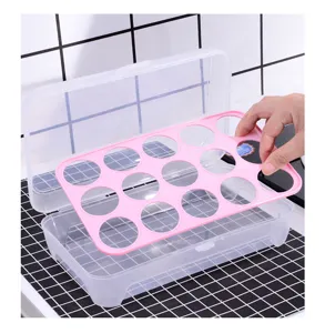 Stackable plastic egg storage box with lid kitchen refrigerator container 15-grid egg holder