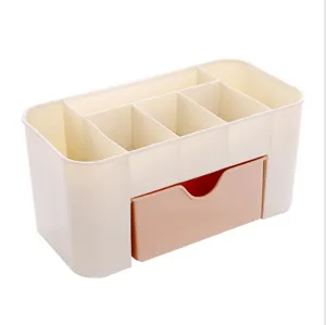 Desktop cosmetic storage box detail showing multi-compartment and convenient drawer design.